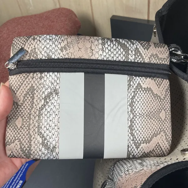 Large Neoprene Snakeskin Tote Bag with Matching Wristlet 14x9.5x11 - Image 2