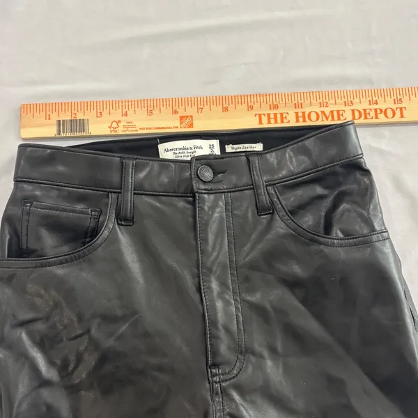 Abercrombie & Fitch Vegan Leather Ankle Straight Ultra High Rise Pants Black 26L - Image 6