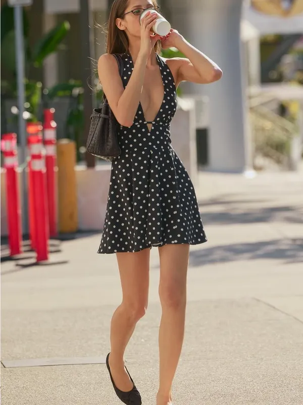 ZARA Black Polka Dot Halter Mini Dress - Women's Summer Dress - Image 12
