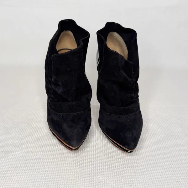 L.A.M.B. Gwen Stefani Black Suede Slouchy Ruched Ankle Bootie Platform SZ 5.5 - Image 3