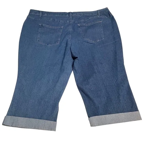 NWT Women Within 30W Petite Stretch Denim Capri Jeans Plus Size Cuffed - Image 2