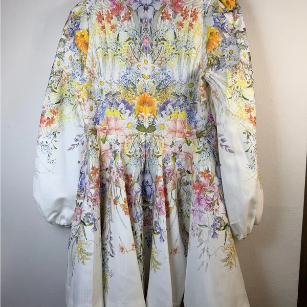 Miss Rosier Floral Long Sleeve Dress belted flare skirt - Image 8