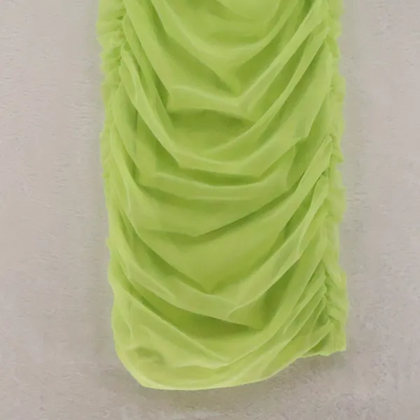 Oh Polly Ruched Mesh Corset Mini Dress Womens Size‎ 0 Lime Green Neon Party - Image 10