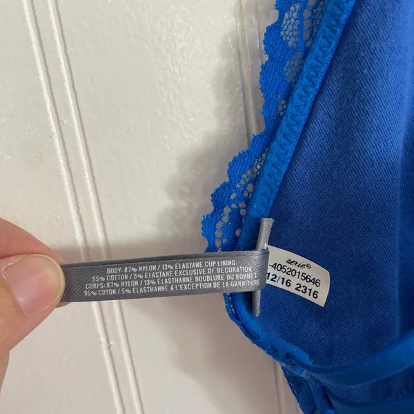 AERIE Lace Racerback Cross Back Lined Bralette Bra Lingerie Cobalt Blue Size M - Image 10
