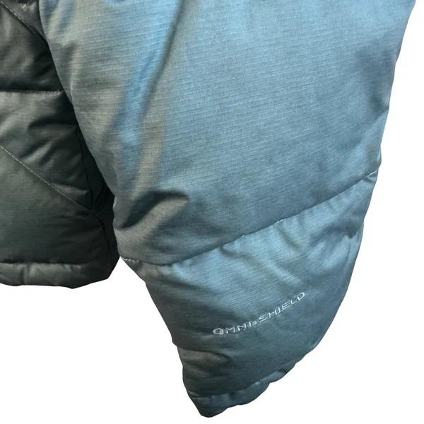 Columbia‎ Down Puffer Jacket Teal Blue Green Quilted Hooded Winter Coat Womens S - Image 9