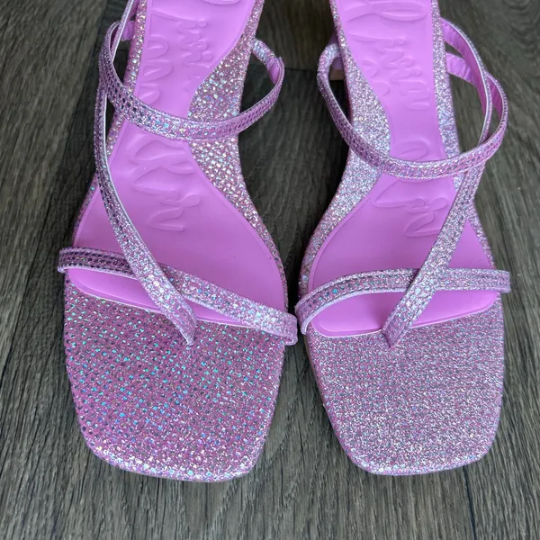 Olivia Miller Angelic Glitter Pink Strappy Kitten Heel Sandal Size 8 - Image 7