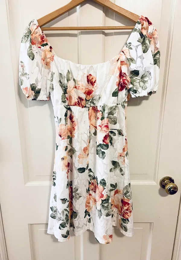 Bailey blue floral lace off the shoulder dress - Image 2