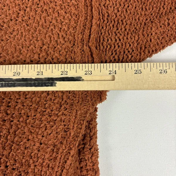 Free People Sweater Womens XL Orange Wrap Oversized Collarless Relaxed Open-Knit - Image 8