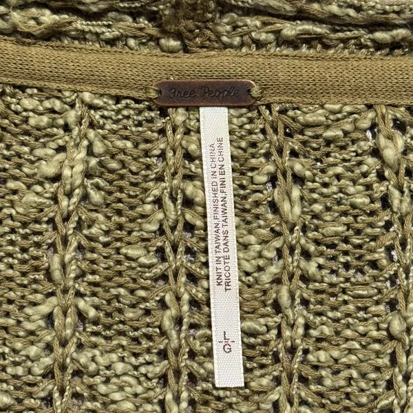 Free People Cardigan Sunset Drive Slub Academia Cottage Oversize Olive Large - Image 3