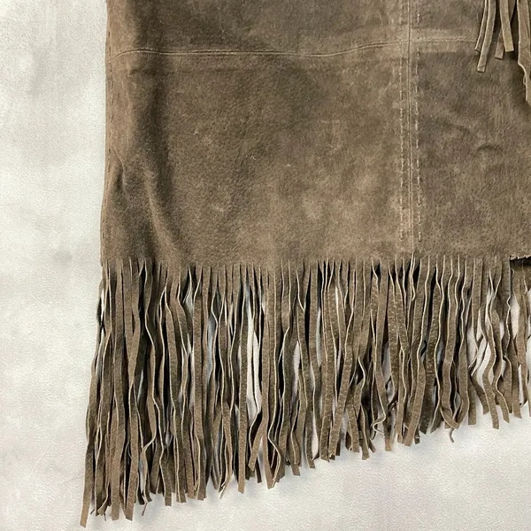 VTG Rampage Fringe Suede Set Vest M Skirt 11 Brown Western Boho Indie Festival - Image 9