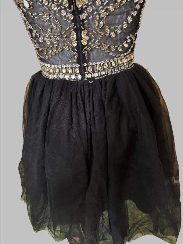 Black Embellished Beaded Cocktail Dress Size 2 - Image 7