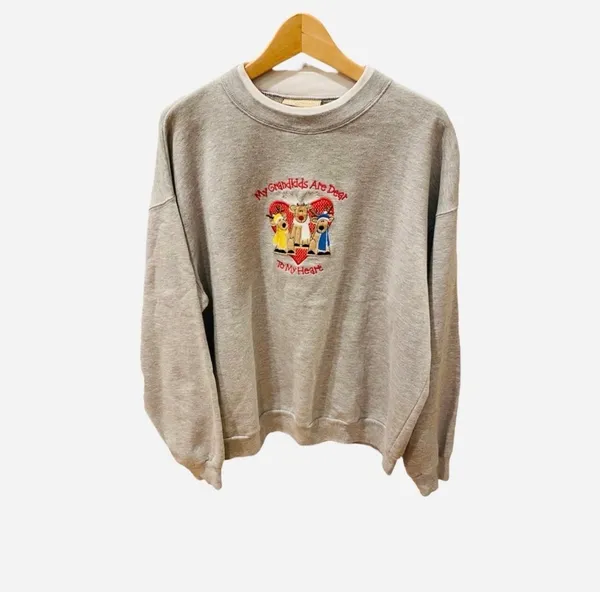 Grandkids Are Dear to My Heart Embroidered Sweatshirt Reindeer Christmas L - Image 6