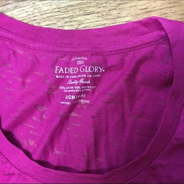 Faded Glory Womens Tee Size Small 4 6 Pink Indian Design‎ Burnout Fabric - Image 5
