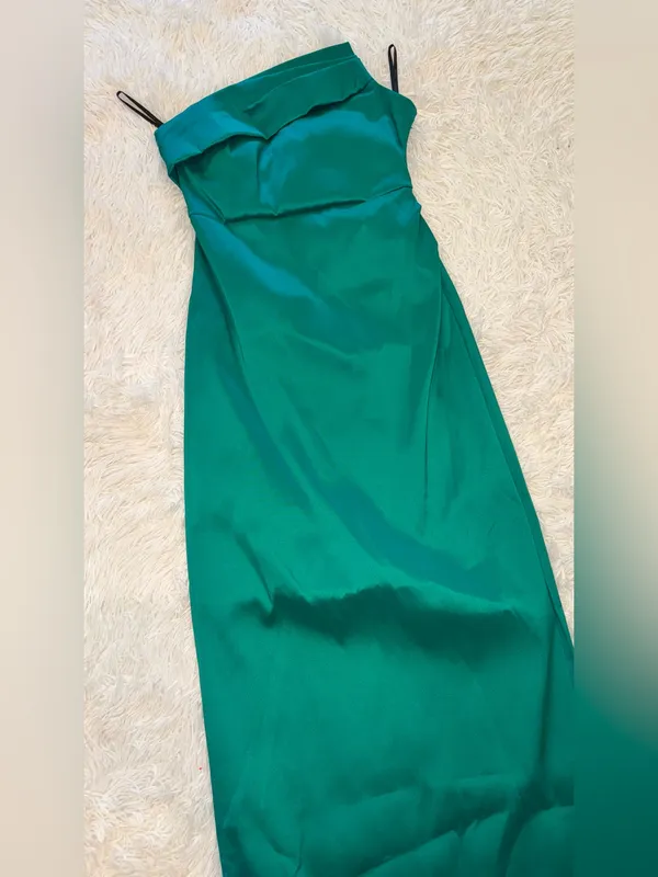 NEW Donna Karan New York Ruched Strapless Lawn Lwn emerald Green Gown Sz 4 - Image 6