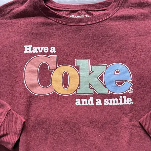 Have A Coke And Smile Coca Cola Sweatshirt Crew‎ Neck Womens Medium Red - Image 2