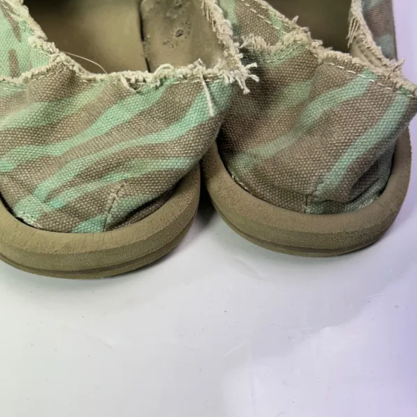 Sanuk‎ Sidewalk Surfers Womens 8 Tiger Stripe Camo Green Brown Slip On Loafers - Image 7