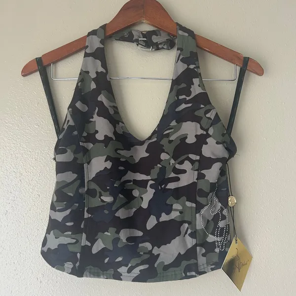 Baby Phat Green Camo Halterneck Top Size Medium - Image 6