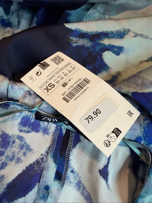 ZARA satin effect blue tie dye dress nwt - Image 5