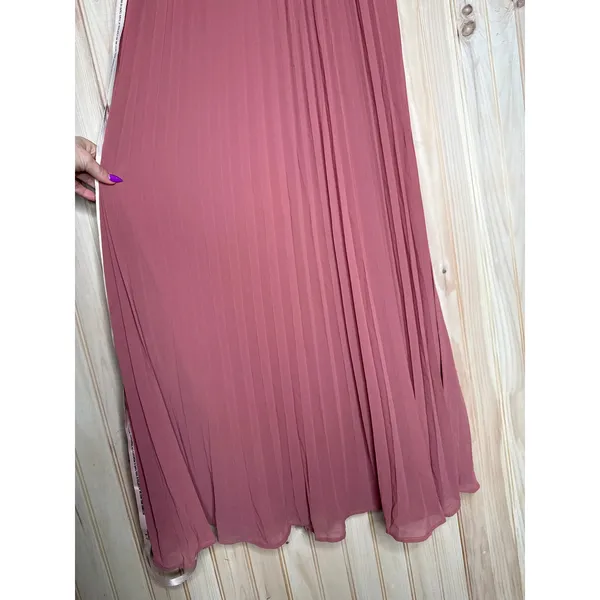NWT Lulus Exceptionally Elegant Rusty Rose Pleated Chiffon Maxi Dress Banquet XS - Image 4