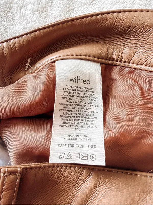 Aritzia Wilfred Melina Vegan Leather Pants Cognac Brown Size 10 - Image 5