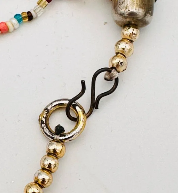 Tribal Beaded Statement Necklace Gold - Image 9
