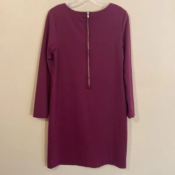 Cynthia Rowley Soft Stretch Burgundy Plum Long Sleeve Shift Dress Sz‎ 4 - Image 6