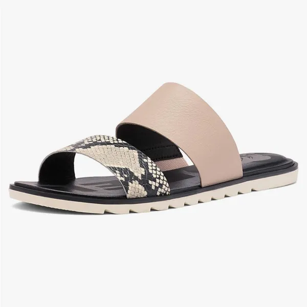 SOREL Ella II Slide Sandals Mauve Vapor Snake Print Leather Dual Strap Sz 11💛 - Image 13