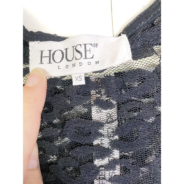 HOUSE OF CB Carmine Sheer Black Lace Long Sleeve Bodysuit XS NWT - Image 5