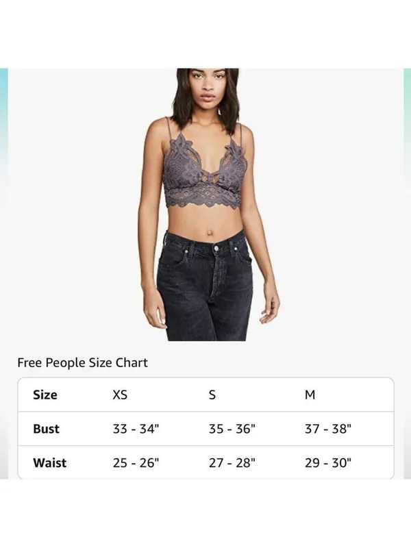 Free People Adela Bralette Dark Grey Lace Size Small NWT - Image 6