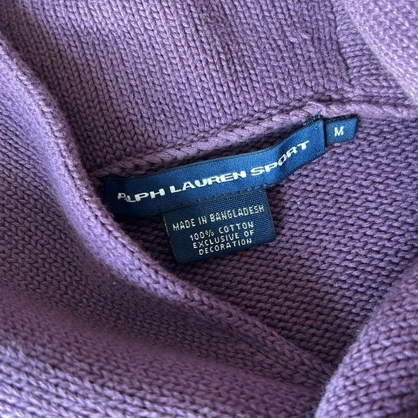 Ralph Lauren Sports Purple Knit Sweater Green Logo Size Medium - Image 5