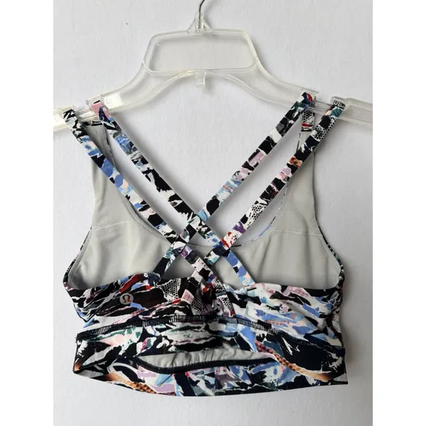 Lululemon Size 6 Multicolor Energy Bra Longline Strappy Sports Bra With Crisscro - Image 3