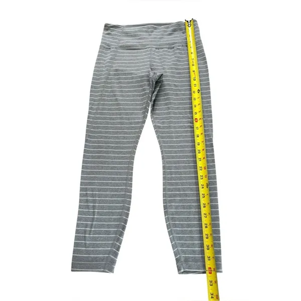 Athleta Stripe Salutation Leggings In Powervita Gray White Womens Medium - Image 9