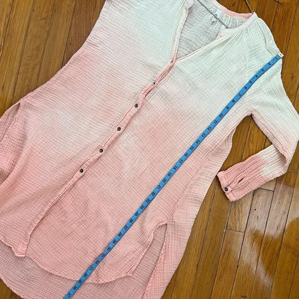 Free People Ombre Long Sleeve Button Down Tunic Shirt Size L - Image 9