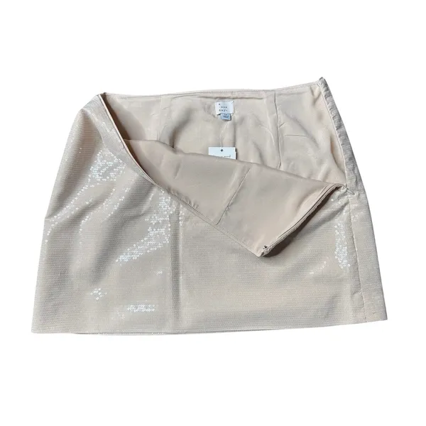 A New Day Cream Sequin Mini Skirt Size 12 NWT Party Holiday Going Out - Image 4