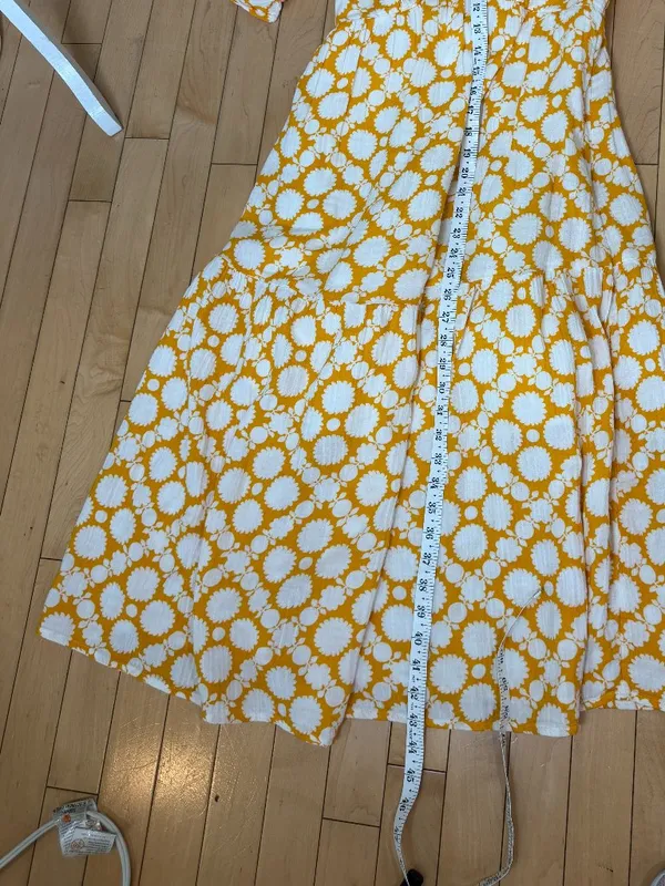 Time and Tru Women's Cotton Tiered Midi Dress in yellow and white Size XS 0-2 - Image 10
