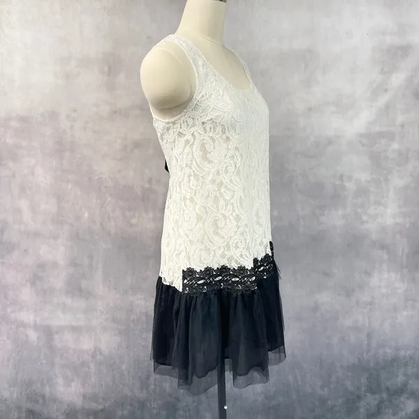 Womens Lace Tulle Dress M Coquette Balletcore Romantic Twee Dark Coquette Party - Image 2