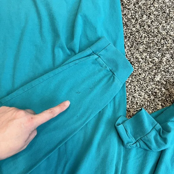 Laura James Large Long Sleeve Turquoise Graphic Tee Southern Comforts Football - Image 9