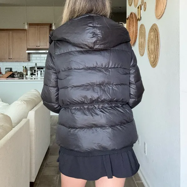 Nike Black Down Cowl Neck Hooded Jacket Size Small - Image 5