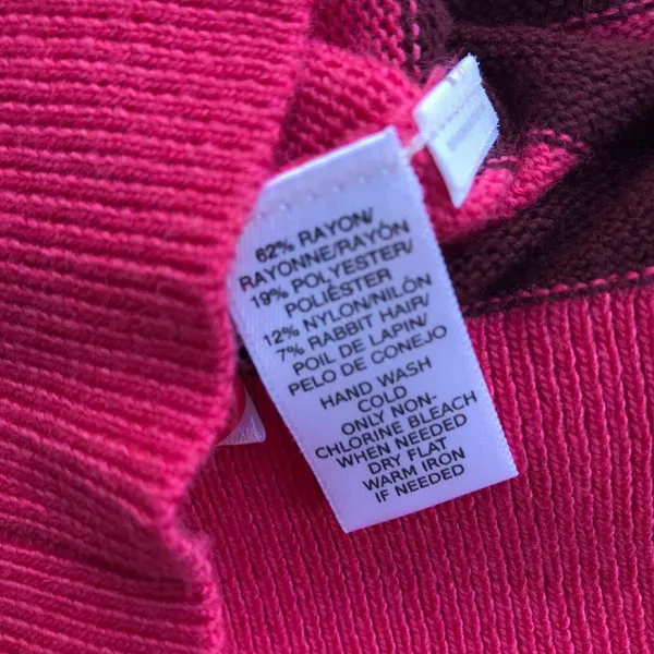Ann Taylor LOFT Womens Sweater Sz XS Striped‎ Crewneck Cardigan Pink Chocolate - Image 8