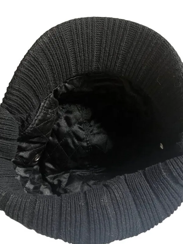 WILSONS LEATHER Black Suede Newsboy Cap Quilted Lined Ear Flaps Hat S/M UNISEX - Image 6