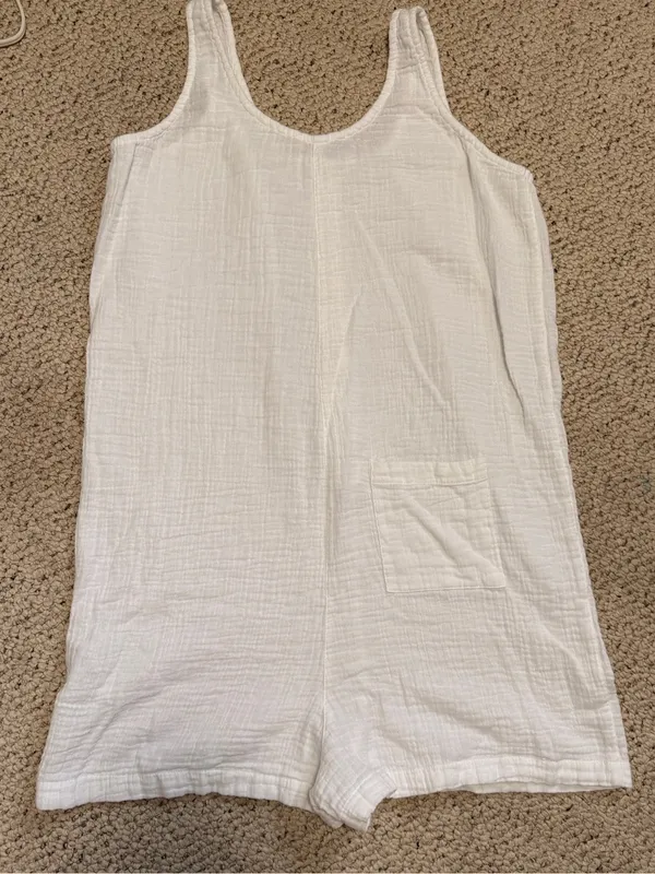 Faherty Dream Cotton Gauze‎ Jamesport Romper White Organic Cotton Size M - Image 5