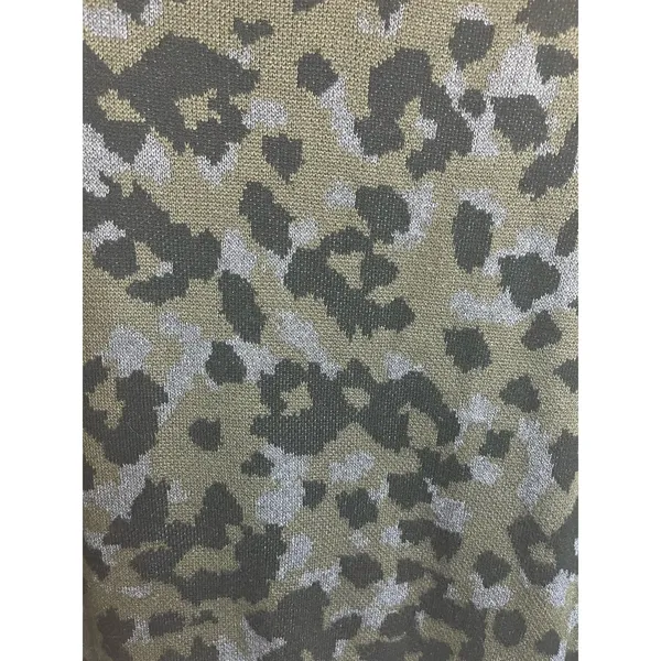 by Anthropologie Ethan Crew Neck Leopard Print Knit Sweater Green Gray Brown M - Image 4