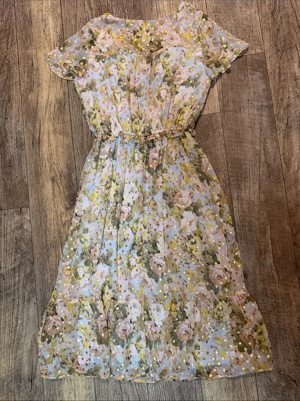 Lauren Conrad - Pastel Floral Wrap Midi Dress with Gold Accents - Image 5