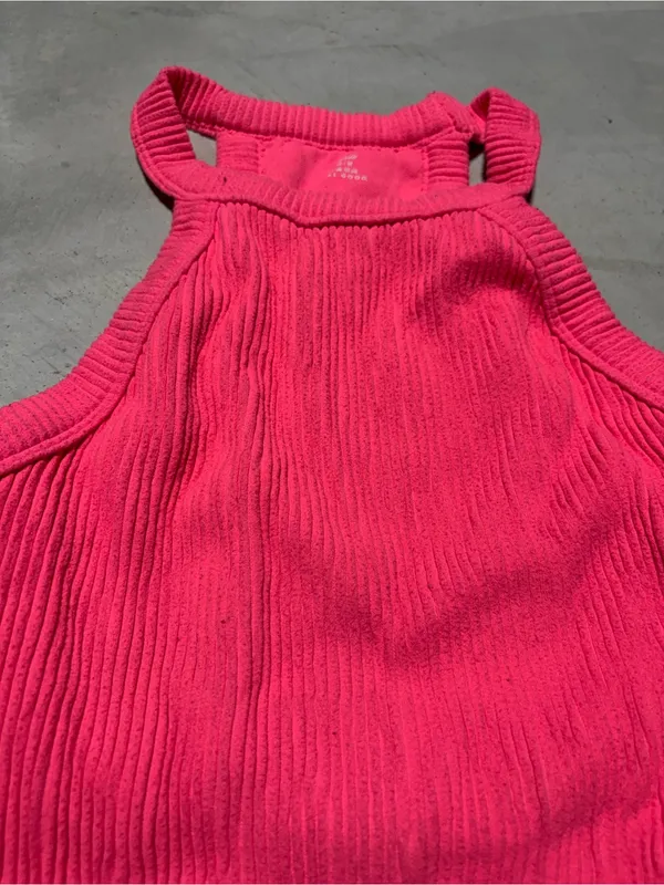 Aerie Hot Pink Ribbed tank Crop Top medium - Image 2