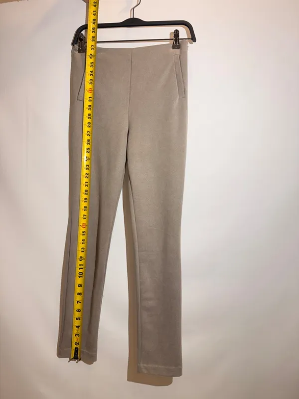 ZARA Taupe High Rise Slim Straight Leg Stretch Tailored Trousers Pants Size S - Image 5