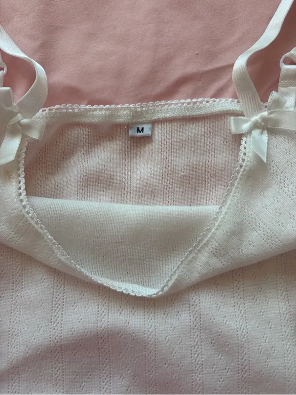 White Lace-Trim Camisole Tank Top - Image 2