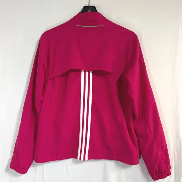 Y2K Adidas Womens Fuchsia Pink Full Zip‎ Windbreaker Track Jacket Size Medium - Image 3