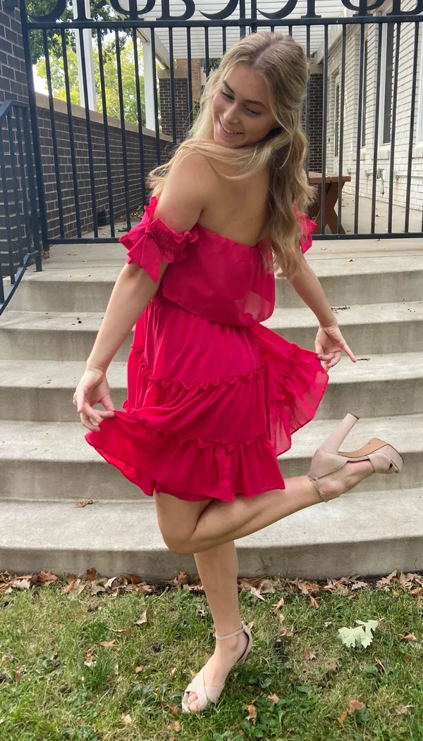 VICI Hot Pink Ruffle Dress - Image 2