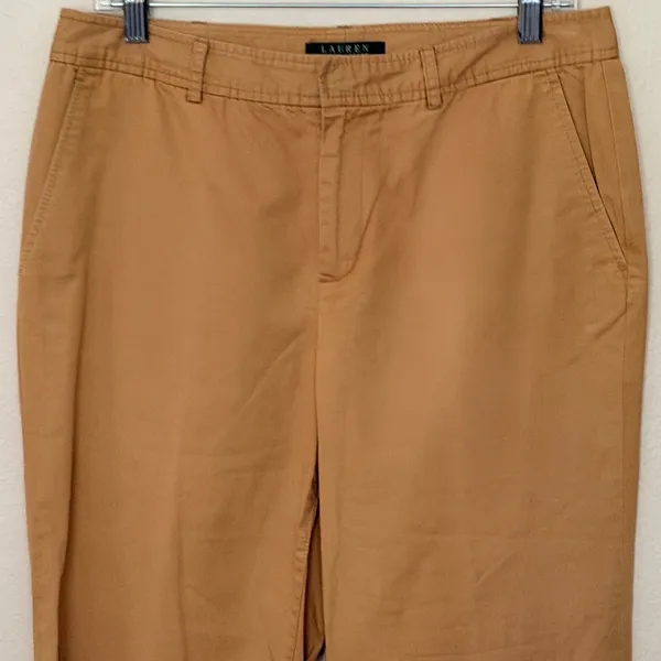 Lauren Ralph Lauren Chino Pant Sz 8 Camel Tan Straight Leg Cotton Preppy Classic - Image 3