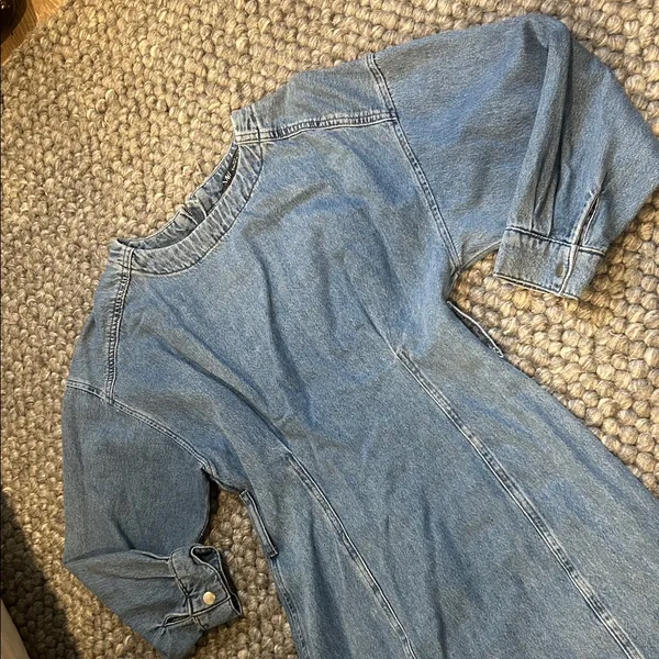 Zara Blue Denim Puff LS Mini Dress Size XS - Image 5